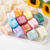 Ruban irisé de 4 cm * 10 yards en gros d'usine pour bouquet de fleurs, emballage cadeau