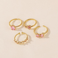 Bague Princesse Rose en Acier Inoxydable Plaqué Or 18K, Anti-ternissement, Motifs Nœud, Couronne, Cœur et Papillon – Nouveauté Tendance TikTok de Fanhua Jewelry