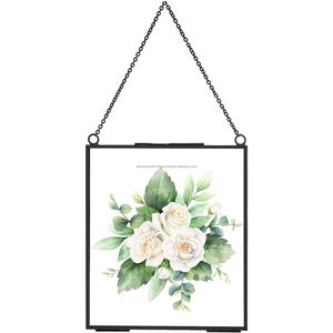 Cadre photo fini noir antique fleur pressée photo de mariage séchée photo art photo verre clair meilleur prix de gros tenture murale - Product Image 1