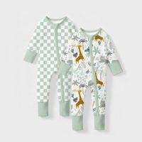 Combinaison de nuit à manches longues en fibre de bambou pour bébé, fermeture éclair YKK, certifiée CPC, barboteuse pour nouveau-né, combinaison pour tout-petit, vente en gros OEM ODM