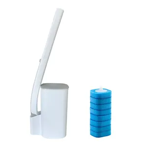 Schlussverkauf Ersatz Einweg-Toilettenbürste mit Halter mit Langgriff Reinigungswerkzeug-Zubehör für Badezimmer