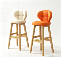 Tabouret de bar moderne en cuir rembourré, durable, avec dossier, pieds en fer, hauteur de comptoir, pour cuisine, îlot, café, salle à manger