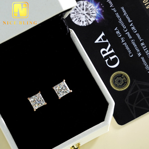 Vente en gros de boucles <span class=keywords><strong>d</strong></span>'oreilles en <span class=keywords><strong>diamant</strong></span> Hip Hop Moissanite clous en <span class=keywords><strong>diamant</strong></span> de laboratoire taille princesse hommes femmes boucles <span class=keywords><strong>d</strong></span>'oreilles solitaires en argent sterling - Product Image 3