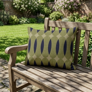 Housse de <span class=keywords><strong>coussin</strong></span> lombaire 100 % coton à motif géométrique abstrait vert olive et <span class=keywords><strong>bleu</strong></span> marine, pour canapé et chaise - Product Image 6