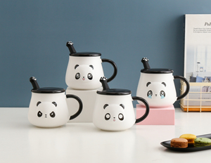 แก้วกาแฟเซรามิคลายการ์ตูนแพนด้าน่ารัก พร้อมฝาและช้อน เหมาะสำหรับเป็นของขวัญ - Product Image 6