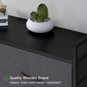 Cómoda multifuncional de 5 cajones con tiradores de madera, organizador de armario de hierro y cajones de tela - Product Image 4