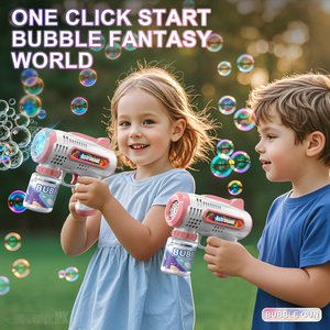 Juguetes de Exterior con Estilo Adorable, Máquina de Burbujas Recargable Portátil de 8 Orificios, Pistola de Burbujas Eléctrica Automática con Luz para Niños - Product Image 2