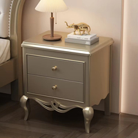 Mesita de Noche Moderna y Sencilla en Color Champán con Cajones para Dormitorio o Sala de Estar, Estilo Americano de Lujo Ligero