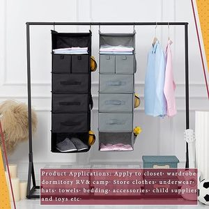 6-shelves <b>Hanging</b> Closet Organizer Foldable Closet Organizers Storage for <b>Wardrobe</b> - Product Image 5
