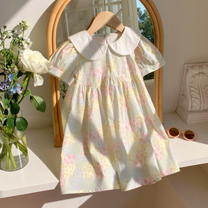 Robe d'été à col <span class=keywords><strong>Peter</strong></span> <span class=keywords><strong>Pan</strong></span> pour petites filles, motif floral, manches bouffantes, pour les tout-petits - Product Image 3
