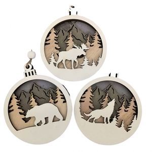 Adornos Decorativos de Madera, Decoraciones Creativas para el Hogar de Año Nuevo, Colgantes de Madera Ecológicos Tallados a Mano - Product Image 1