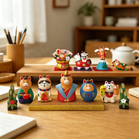 Figurines en résine de cheval Daruma Maneki Neko, faites à la main, peintes à la main, porte-bonheur du zodiaque, décoration de la maison, cadeau du nouvel an, pyramide