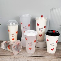 Gobelet jetable en PP épaissi et souple de 90 mm pour boissons froides, café, matcha, jus, avec couvercles