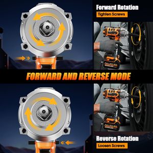 Llave de <span class=keywords><strong>Impacto</strong></span> Industrial Inalámbrica de 1/2'' y 21V, sin Escobillas, 1200N.m de Alto Torque, con Batería de Litio-Ion, <span class=keywords><strong>Pistola</strong></span> de <span class=keywords><strong>Impacto</strong></span> para Bricolaje con 5 Enchufes para Automóvil - Product Image 4