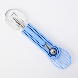 Ensemble d'outils multifonctions pour fruits, 3 pièces, trancheuse, cuillère, coupe-fruits en acier inoxydable pour pastèque, fruit du dragon, kiwi, bleu vert - Product Image 2