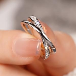 Anelli in Argento T0316 con Diamanti Taglio Brillante Rotondo Colore G Naturale Gioielli Romantici Unisex per Matrimonio - Product Image 3