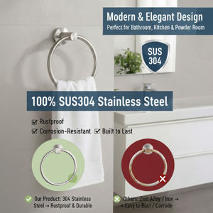 Porte-<span class=keywords><strong>serviette</strong></span> mural en acier inoxydable de conception ronde pour salle de bain - Product Image 6