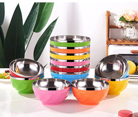 Bols à collation et à soupe en acier inoxydable, ensemble isolé à double paroi antidérapant, compatible congélateur, lave-vaisselle. Facile à nettoyer