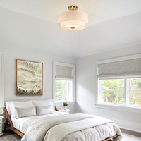 Lampu Plafon Semi Flush Mount dengan Kap Lampu Kain, Lampu Plafon LED Modern untuk Lorong, Kamar Tidur, dan Ruang Tamu