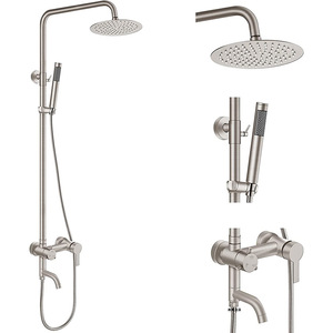 Juego de ducha Apple Shower de acero inoxidable 304 cepillado con diseño de tres funciones de mezcla y elevación para baño - Product Image 1
