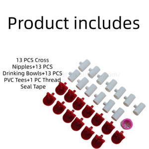 Nouveau Kit d'abreuvement automatique pour volailles à 13 stations, avec tétine croisée, coupelle, raccord en PVC, filetage et ruban adhésif, pour l'alimentation en eau des poulets, canards, lapins, cailles en élevage - Product Image 2