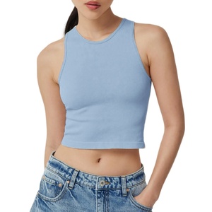 เสื้อครอปแขนกุดผ้าฝ้ายถัก 100% สำหรับฤดูร้อน ขายส่ง รับผลิตแบรนด์ของคุณเอง แห้งเร็ว ระบายอากาศดี เป็นมิตรกับสิ่งแวดล้อม สไตล์ลำลอง พิมพ์ลายดิจิทัลด้านหน้า - Product Image 6