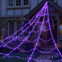 Decoraciones de Halloween, Luces de Telaraña, 455 LED de Color Morado, Telarañas de 16.4 Pies, Telaraña Gigante Iluminada, 8 Modos de Iluminación