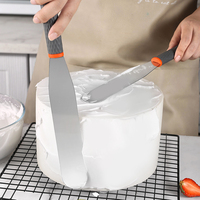 Manjia Long acier inoxydable glaçage boulangerie gâteau pâtisserie spatules 6 "8" 10 "12" poignée en Silicone mélange crème grattoir