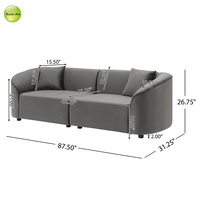 Canapé d'angle 3 places en tissu bouclé beige, style minimaliste français moderne, personnalisable pour salon, maison, hôtel