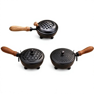 Customized Design Metal Iron Round Shape Wooden Handle Incense <b>Burner</b> Aroma Diffuser Incense Religious <b>Oil</b> <b>Burner</b> low Price - Product Image 1