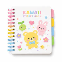 Livre d'autocollants de dessins animés pour enfants, plus de 1000 pièces, pré-découpés, imperméables, réutilisables, reliure spirale, ouverture plate, design d'animaux mignons, journal, scrapbooking