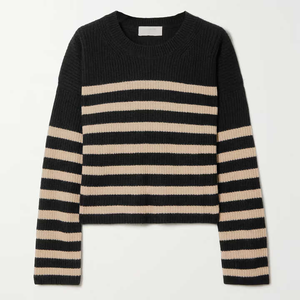 Maglione da donna con maglia a righe nere personalizzate maglione di lusso in <span class=keywords><strong>Cashmere</strong></span> <span class=keywords><strong>misto</strong></span> <span class=keywords><strong>lana</strong></span> a righe - Product Image 1