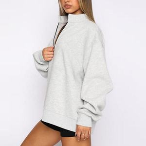Sudaderas Holgadas al por Mayor con Cierre de 1/4, Gruesas y Cálidas para Mujer, Cuello Alto, Hombros Caídos, Tallas Grandes, Sudaderas con Capucha y Cuello Redondo para Mujer - Product Image 5