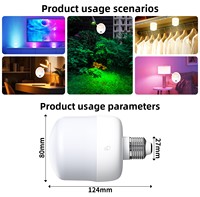 Ampoule LED rechargeable 15 couleurs RGB, douille E27, design à fixation magnétique détachable, commande tactile, télécommande, minuterie, lampe d'urgence