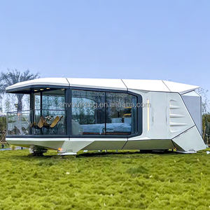<span class=keywords><strong>Casa</strong></span> pequeña modular portátil de dos pisos <span class=keywords><strong>con</strong></span> cabina de acero prefabricada de lujo Concepto de cápsula espacial <span class=keywords><strong>para</strong></span> <span class=keywords><strong>piscina</strong></span> al aire libre ecológica - Product Image 1