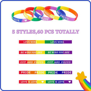 メーカーカスタムpulseraカラフルレインボーストライプリストバンドシリコンラバープライドブレスレット防水耐久性リストバンド - Product Image 2