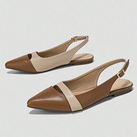 Sandales plates confortables pour femmes, antidérapantes, à bout pointu, avec bride arrière, design léger pour le printemps, l'été et l'automne