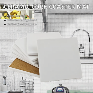 Posavasos Cuadrado de Cerámica con Base de Corcho, Antideslizante, Resistente al Calor, Ecológico, Absorbente de Agua para Coche - Product Image 2
