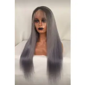 Gray Colored Raw Indian Hair Lace Wig Remy Straight Human Hair Wigs For Women Blonde/Yellow/Blue/Red/Orange Lace Front Wig 13x4