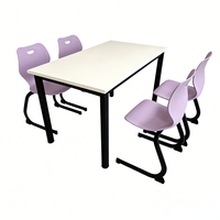Ensemble table et chaises de salle à manger en plastique léger, écologique, durable, gain de place, 4 places, design minimaliste pour restaurant, école