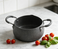 Marmite antiadhésive gris foncé avec bec verseur et poignées à double isolation thermique pour cuisinières à gaz et à induction, idéale pour la cuisson de soupes à la maison