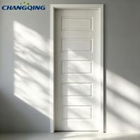 Porte en bois apprêtée blanche de style shaker CHANGQING |   Tailles personnalisées |   Projet en gros |   Noyau solide |   Chambre et Salle de Bain