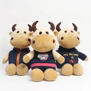 Toptan Anime inek hayvan çıkarılabilir giyim inek doldurulmuş hayvan için peluş oyuncaklar yumuşak kumaş