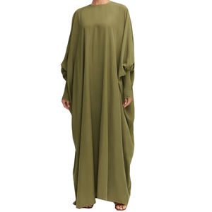 O Hals Übergröße Smocked Sleeve Kaftan Frauen Muslimische Kleidung Frauen Kleid Stil Türkei - Product Image 1