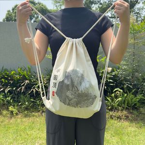 Wholesale Cotton Canvas Bag Printed Canvas <b>Drawstring</b> <b>Backpack</b> Bag With Custom Logo - Product Image 4