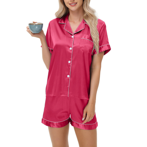 थोक कस्टम प्रिंट बांस महिलाओं के लिए पजामा सेट महिला स्लीववियर पायजामा पीजेएस - Product Image 6