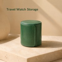 Étui de voyage pour montre en cuir de crocodile vert émeraude avec coussin en daim et fermeture à pression, boîte de rangement portable