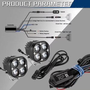 ไฟสปอร์ตไลท์ LED สีเหลืองขาวสำหรับมอเตอร์ไซค์ 12v ไฟเสริมสำหรับรถ SUV ATV - Product Image 4