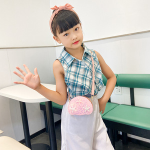 Squisito portamonete arcobaleno a forma di conchiglia per bambina, borsa da principessa per bambine di 3-6 anni, borsa a tracolla diagonale alla moda con stelle marine e glitter scintillanti - Product Image 1