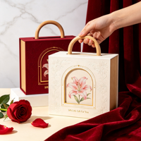 Boîte cadeau en carton rigide de luxe avec poignée en bois premium, emballage papier personnalisé imprimé pour produits de soin haut de gamme